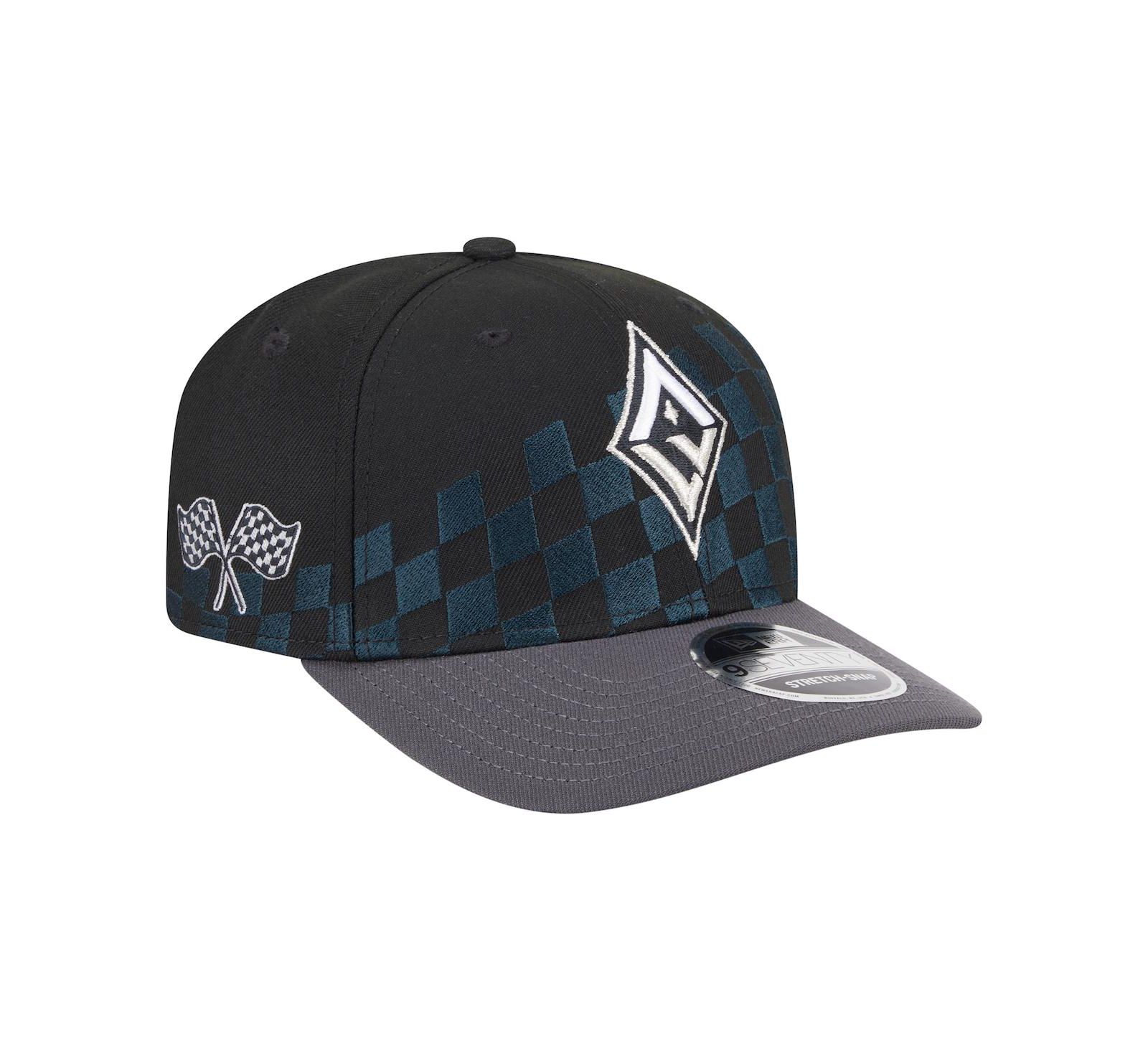 Мужская и Женская кепка New Era Las Vegas Aces 9SEVENTY Black с принтом в клетку