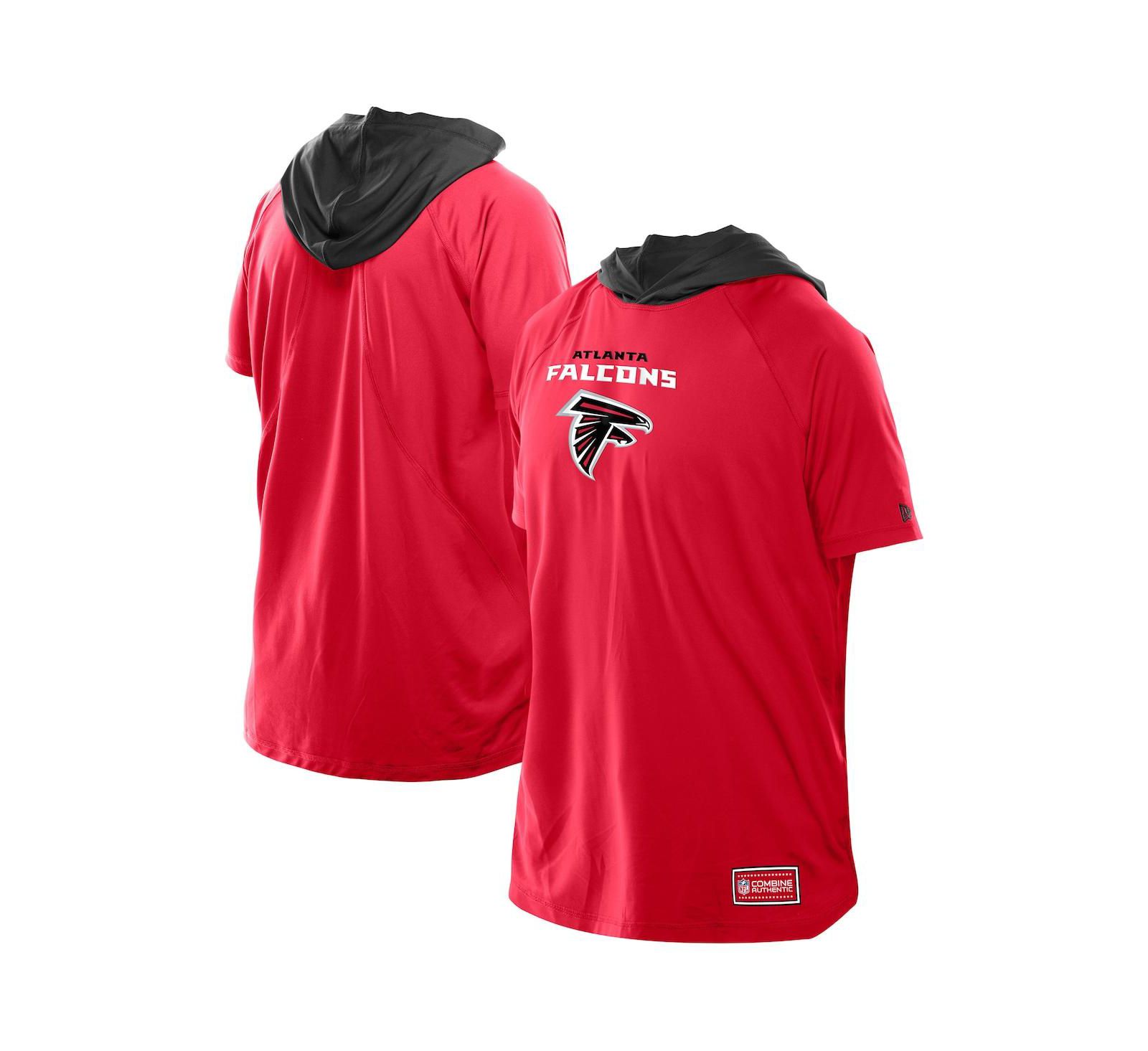 New Era Мужская красная футболка-поло с капюшоном Atlanta Falcons Combine Authentic