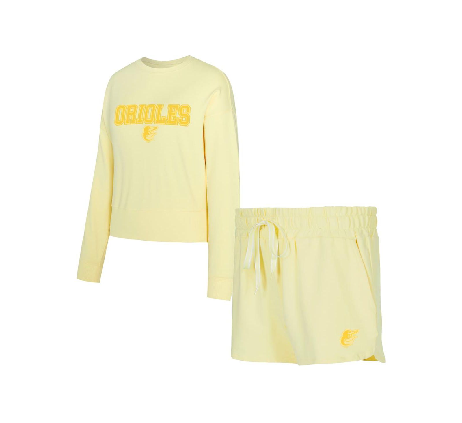 Concepts Sport Women's  Yellow Baltimore Orioles Elevation Tri-Blend Long Sleeve Top and Shorts Set