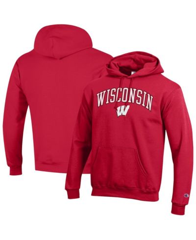 Champion Men's  Red Wisconsin Badgers Arched Logo Fleece Pullover Hoodie