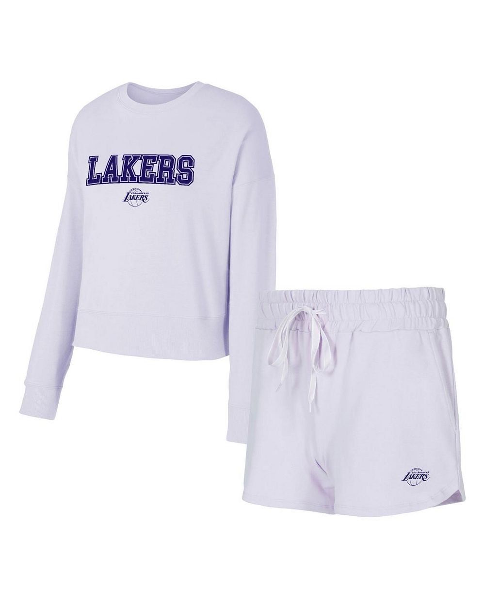 Женский комплект из топа с длинным рукавом и шорт Concepts Sport Los Angeles Lakers Elevation Tri-Blend светло-фиолетового цвета