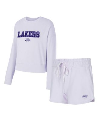 Женский комплект из топа с длинным рукавом и шорт Concepts Sport Los Angeles Lakers Elevation Tri-Blend светло-фиолетового цвета