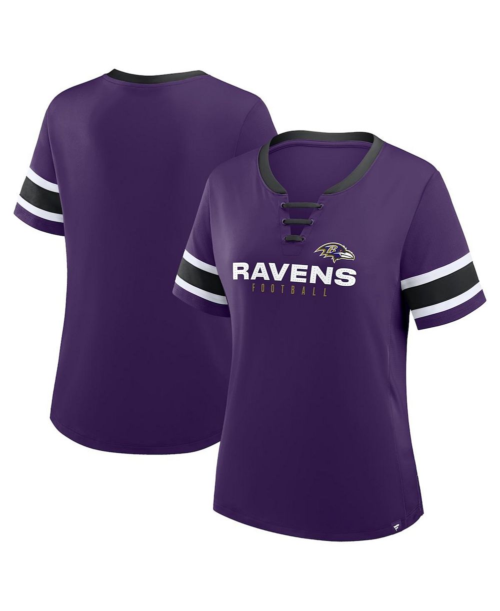 Женская футболка Fanatics Purple Baltimore Ravens Plus Size Red Zone Athena Lace-Up V-Notch Neck