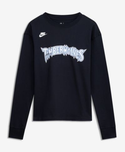 Футболка Nike Big Boys and Girls Black Minnesota Timberwolves Hardwood Classics Essential Logo Max90 с длинным рукавом