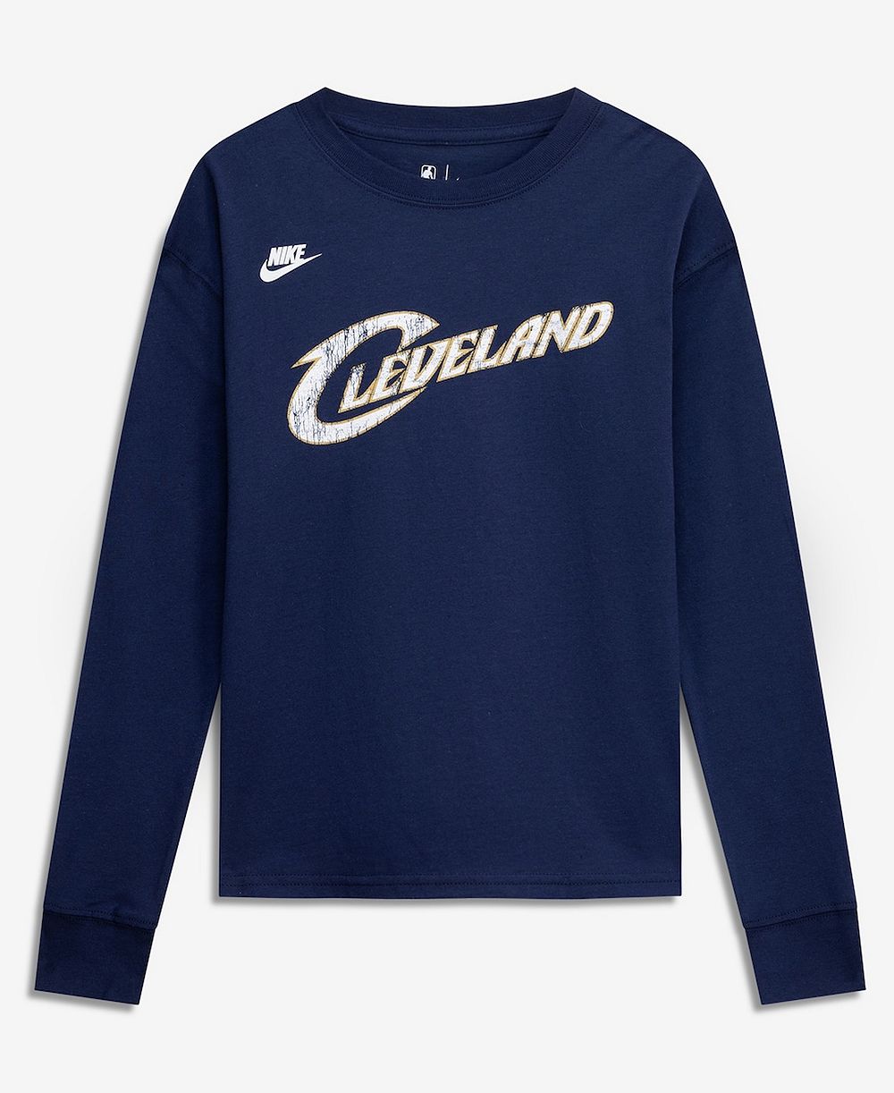 Футболка Nike Big Boys and Girls Navy Cleveland Cavaliers Hardwood Classics Essential Logo Max90 Long Sleeve T-Shirt