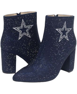 Cuce Women's Navy Dallas Cowboys Crystal Heel Booties
