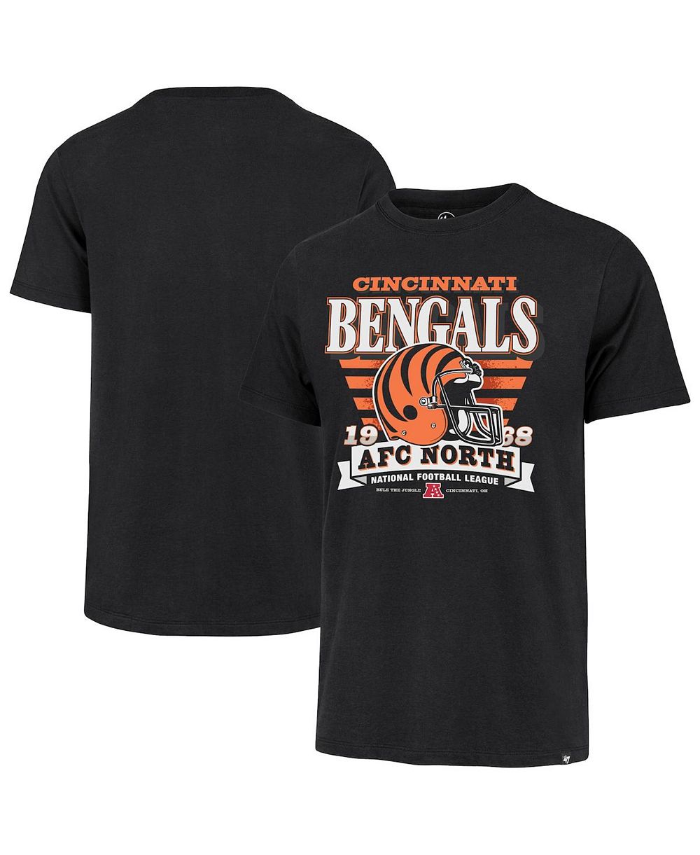 Мужская черная футболка '47 Brand Cincinnati Bengals Stripe Splash Franklin Throwback