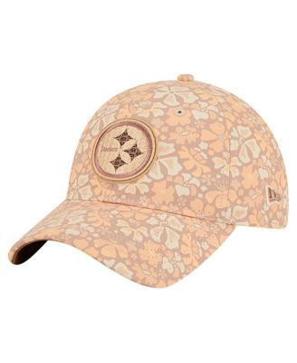 Женская бежевая кепка New Era Women's Tan Pittsburgh Steelers Floral 9TWENTY, регулируемая