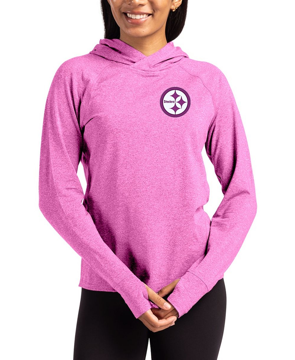 Женское худи Cutter & Buck Pink Pittsburgh Steelers Tonal Logo Adapt Knit Raglan Pullover