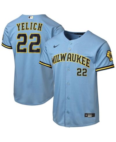 Nike Big Boys and Girls Christian Yelich Powder Blue Milwaukee Brewers Road Stadium Jersey