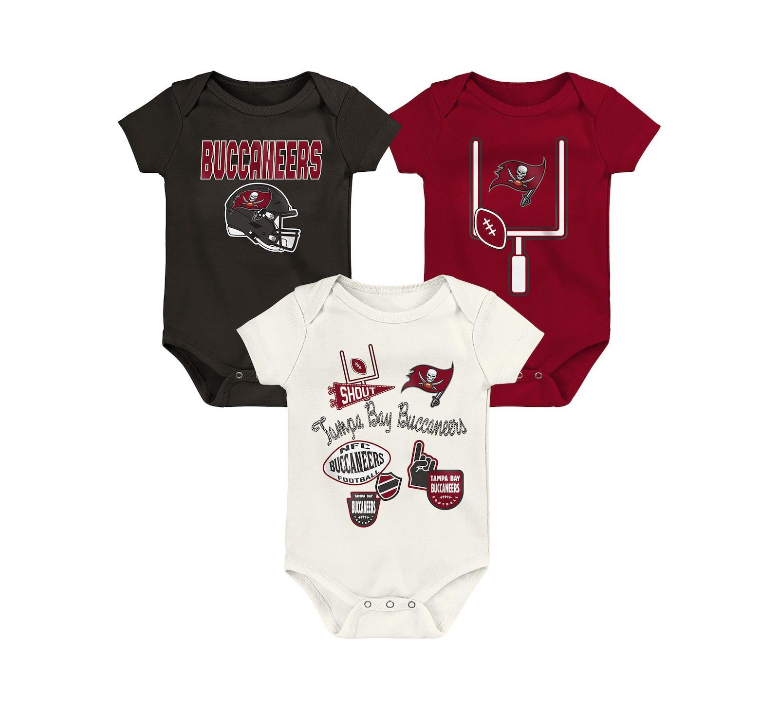 Outerstuff Boys and Girls 3 Piece Tampa Bay Buccaneers Littlest Player Bodysuit Set
