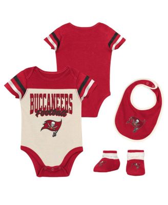Outerstuff Boys and Girls Tampa Bay Buccaneers Up One 3 Piece Bodysuit and Bib Booties Set