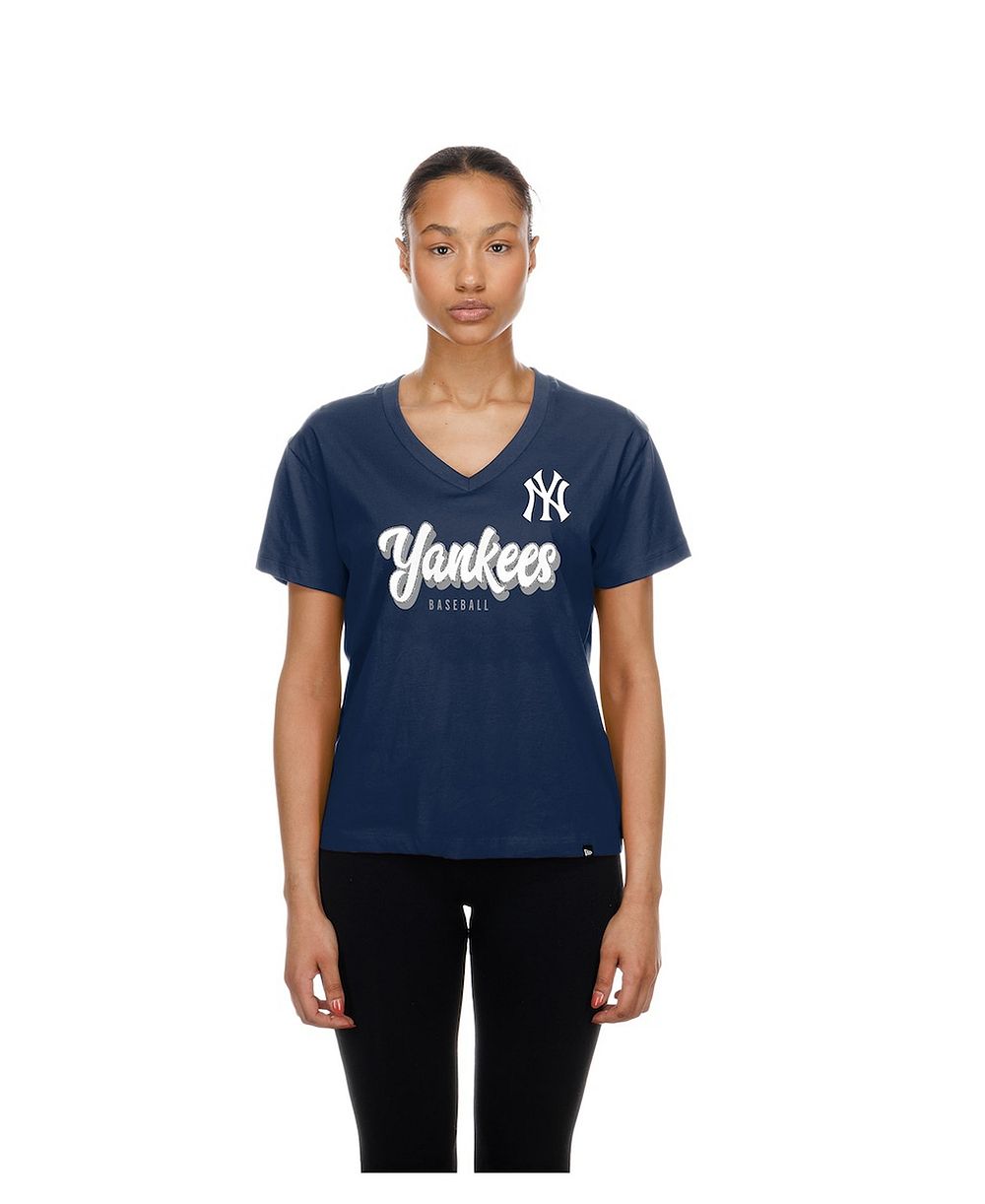 Футболка New Era Women's Navy New York Yankees V-Neck