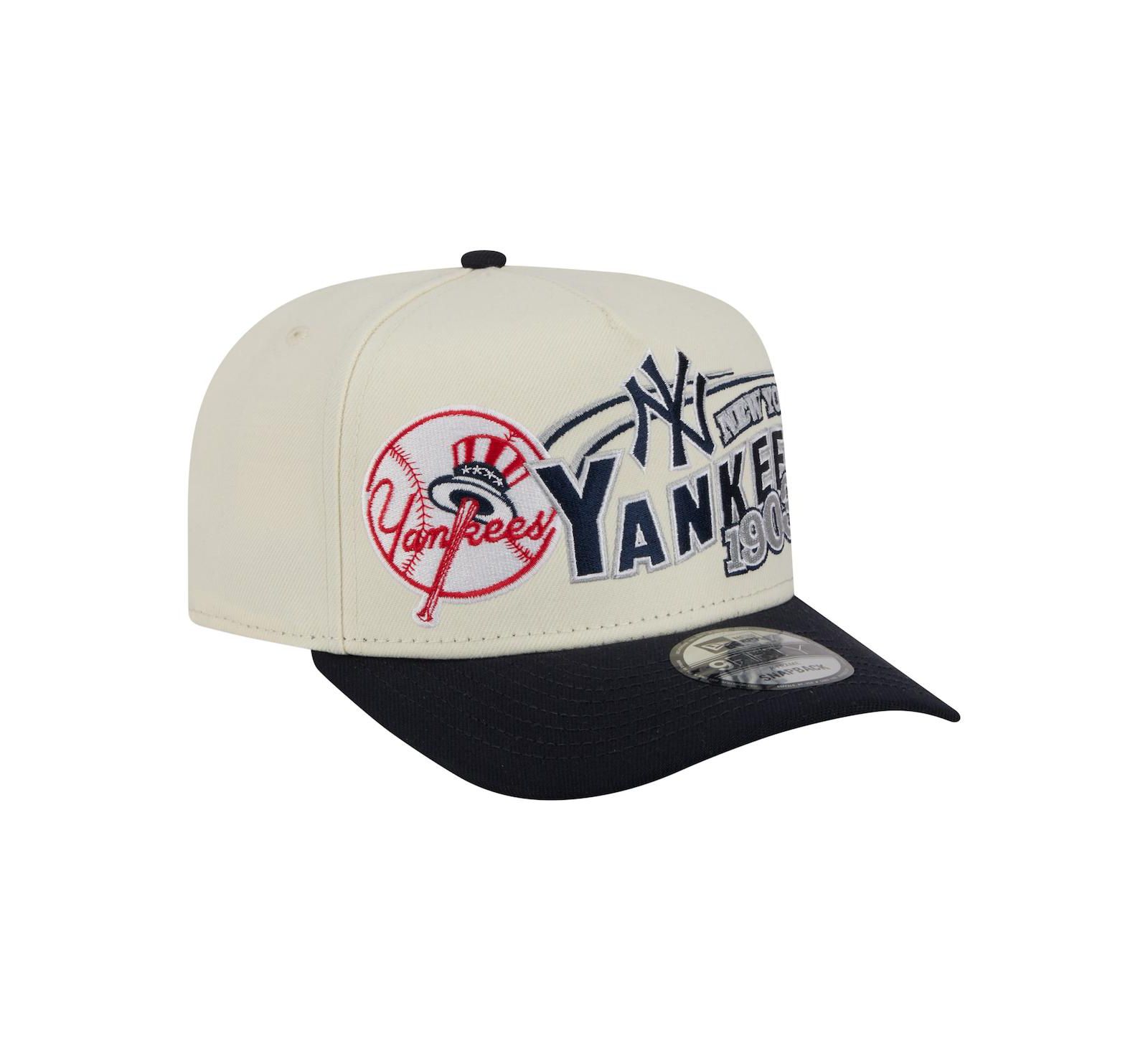 Мужская регулируемая кепка New Era Cream/Navy New York Yankees Classic A-Frame 9FIFTY