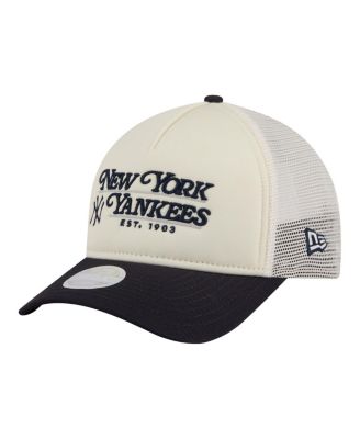 New Era Женская кепка New York Yankees Retro 9FORTY M-Crown A-Frame Trucker, светло-бежевый/темно-синий