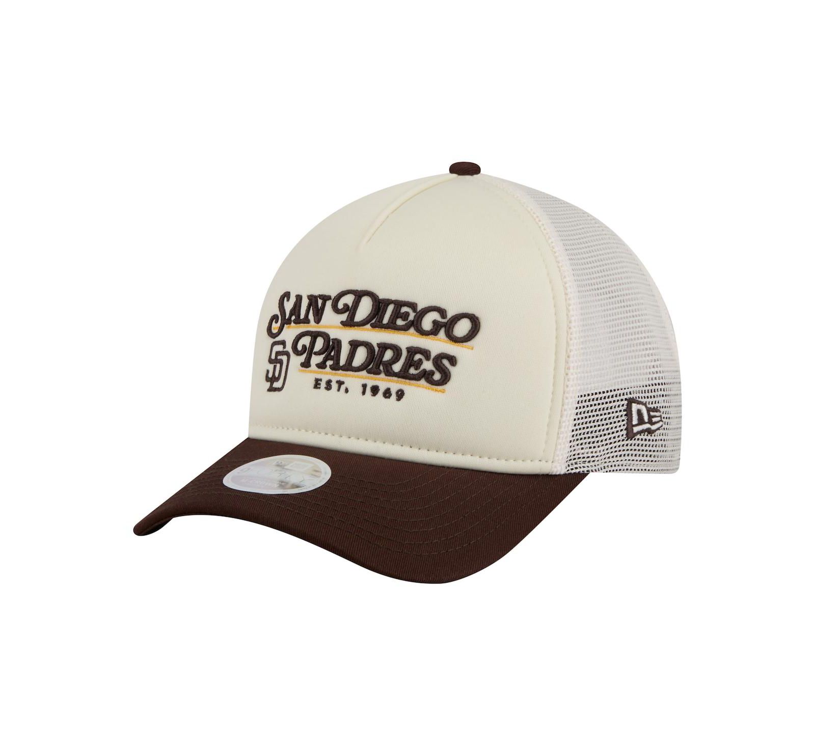 New Era Women's Light Beige/Brown San Diego Padres Retro 9FORTY M-Crown A-Frame Trucker Adjustable Hat