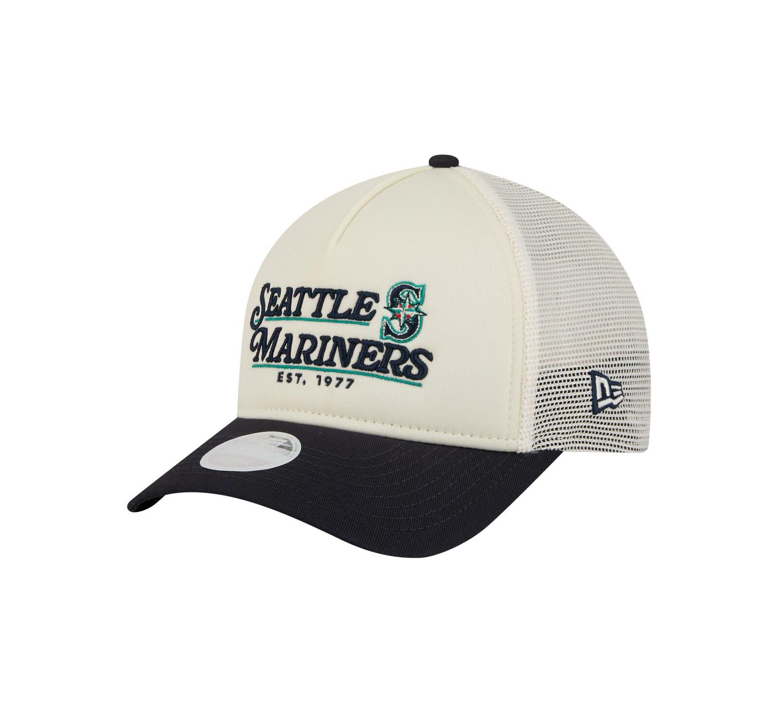 New Era Женская кепка тракер 9FORTY M-Crown A-Frame Seattle Mariners Retro светло-бежевый/темно-синий