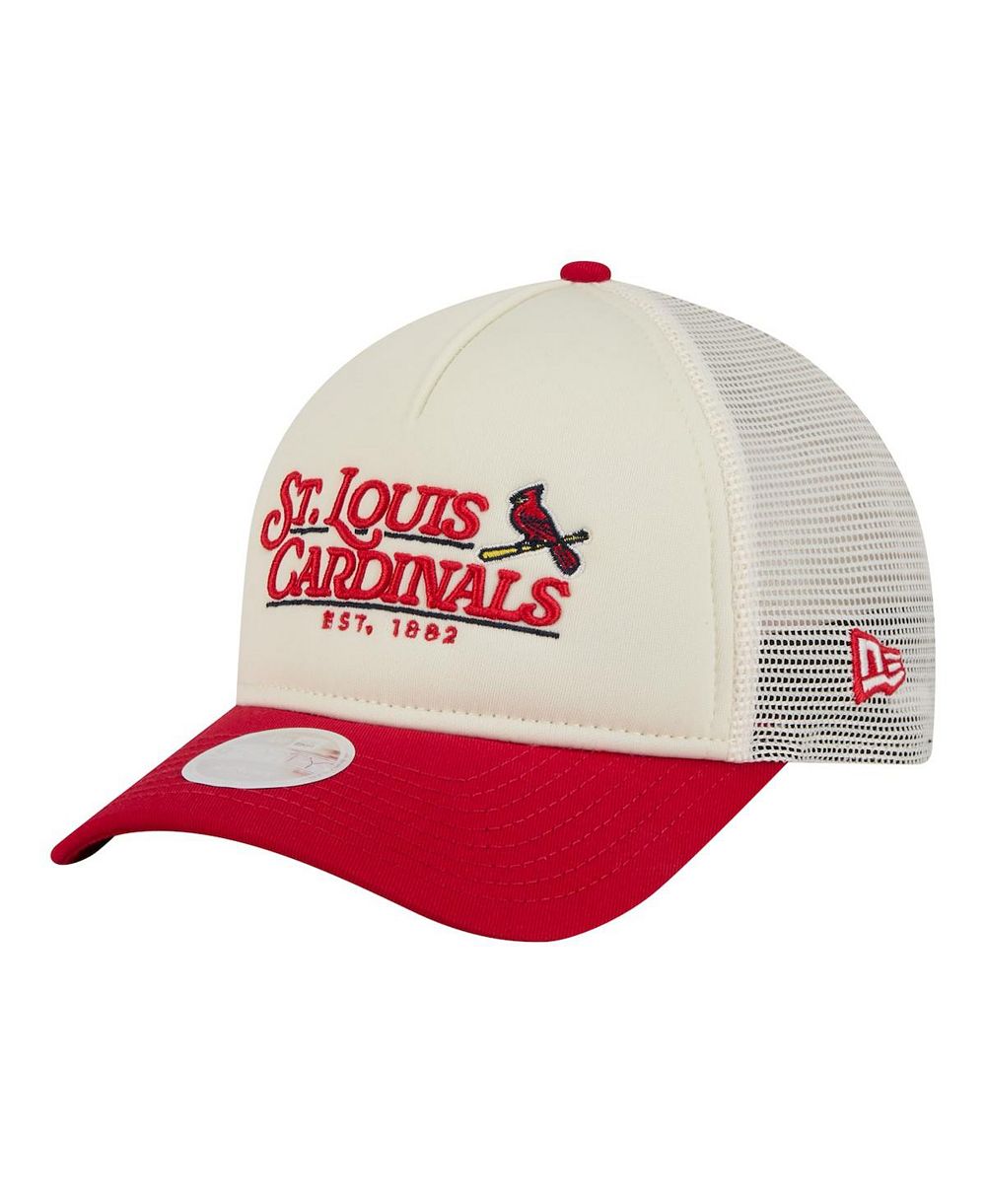 Женская кепка New Era светло-бежевая/красная St. Louis Cardinals Retro 9FORTY M-Crown A-Frame Trucker