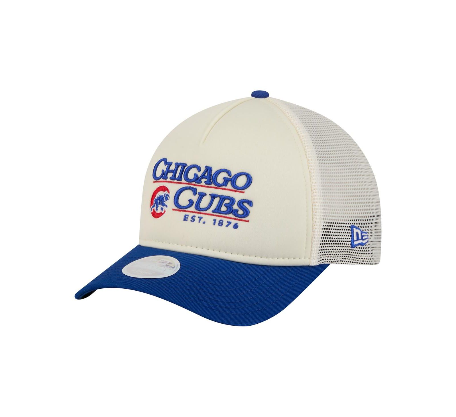 Женская кепка New Era Chicago Cubs Retro 9FORTY M-Crown A-Frame Trucker, светло-бежевый/королевский синий