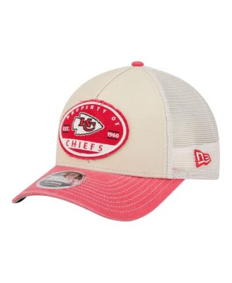 Мужская регулируемая кепка New Era Kansas City Chiefs Frayed M-Crown A-Frame 9FORTY натурального цвета