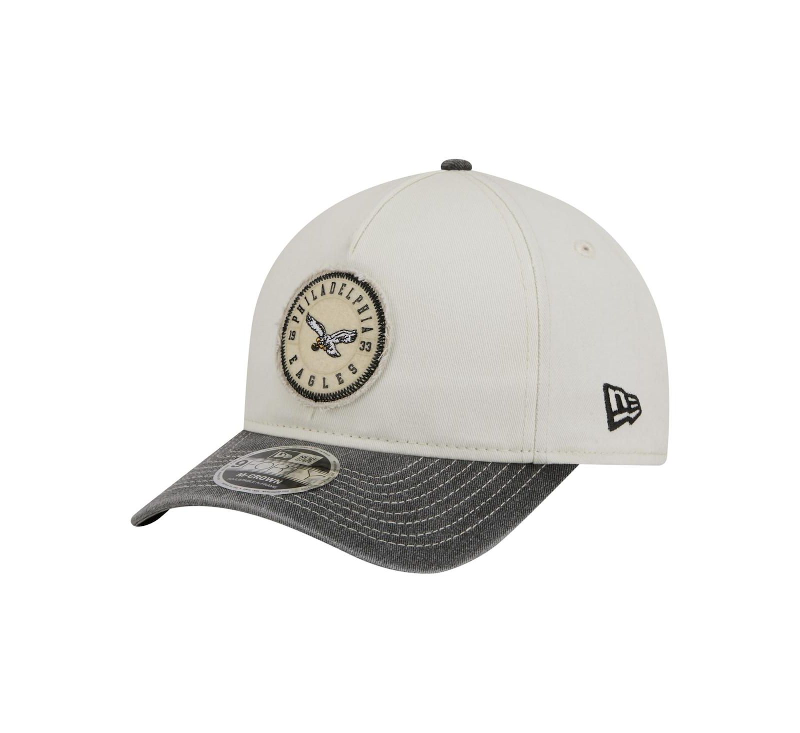 New Era Men's White/Black Philadelphia Eagles 9FORTY Felt A-Frame Adjustable Hat
