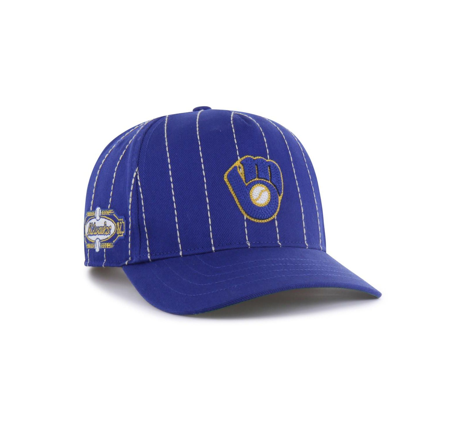 Мужская кепка '47 Brand x Rawlings Royal Milwaukee Brewers Pinstripe Hitch регулируемая