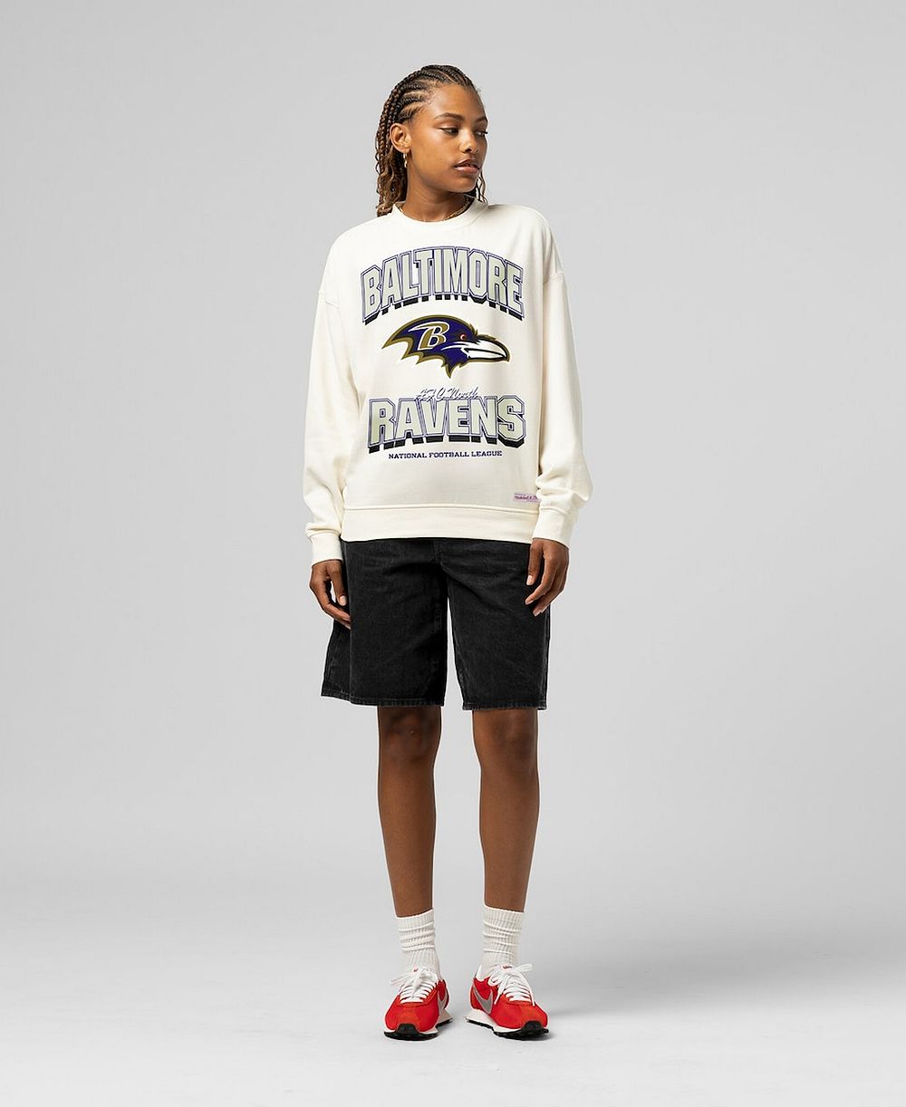 Женское свитшот Mitchell & Ness Cream Baltimore Ravens, тональный логотип