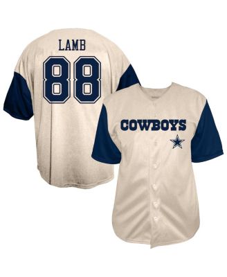 Fanatics Men's CeeDee Lamb Cream Dallas Cowboys Big & Tall Baseball Button-Up Shirt