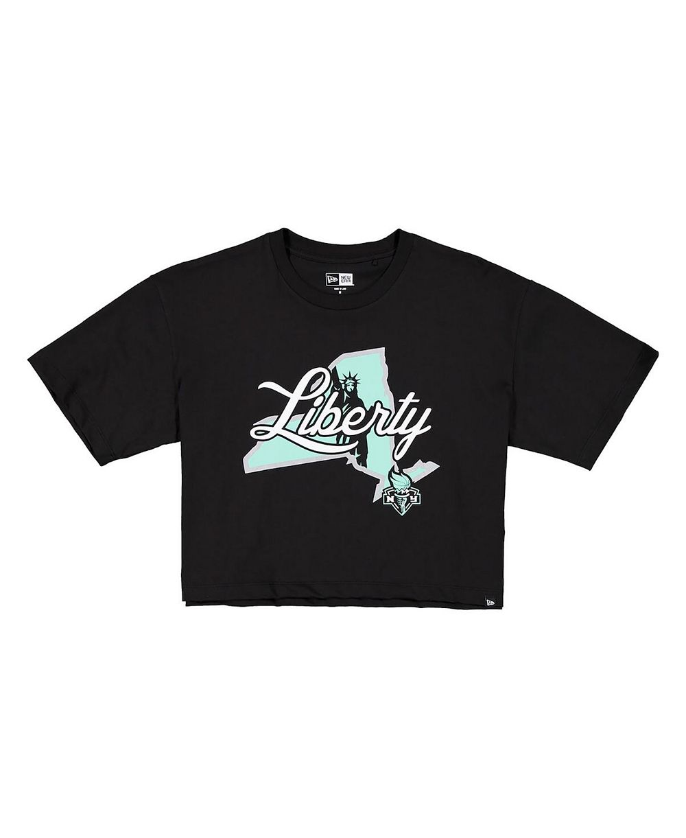 Футболка New Era Women's Black New York Liberty 2026 WNBA Draft Hometown Boxy