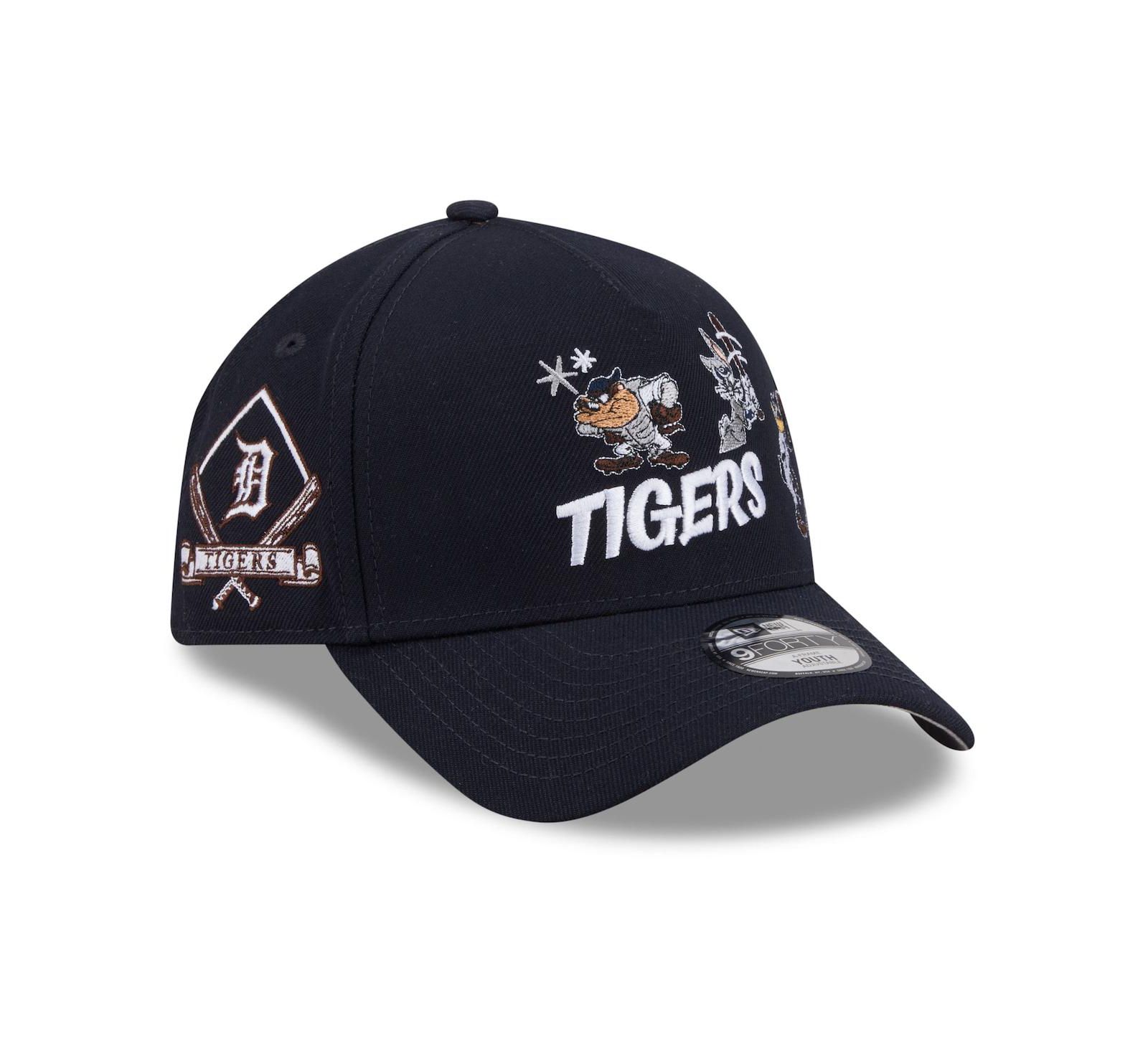 Кепка New Era Big Boys and Girls Navy Detroit Tigers Looney Tunes A-Frame 9FORTY Adjustable