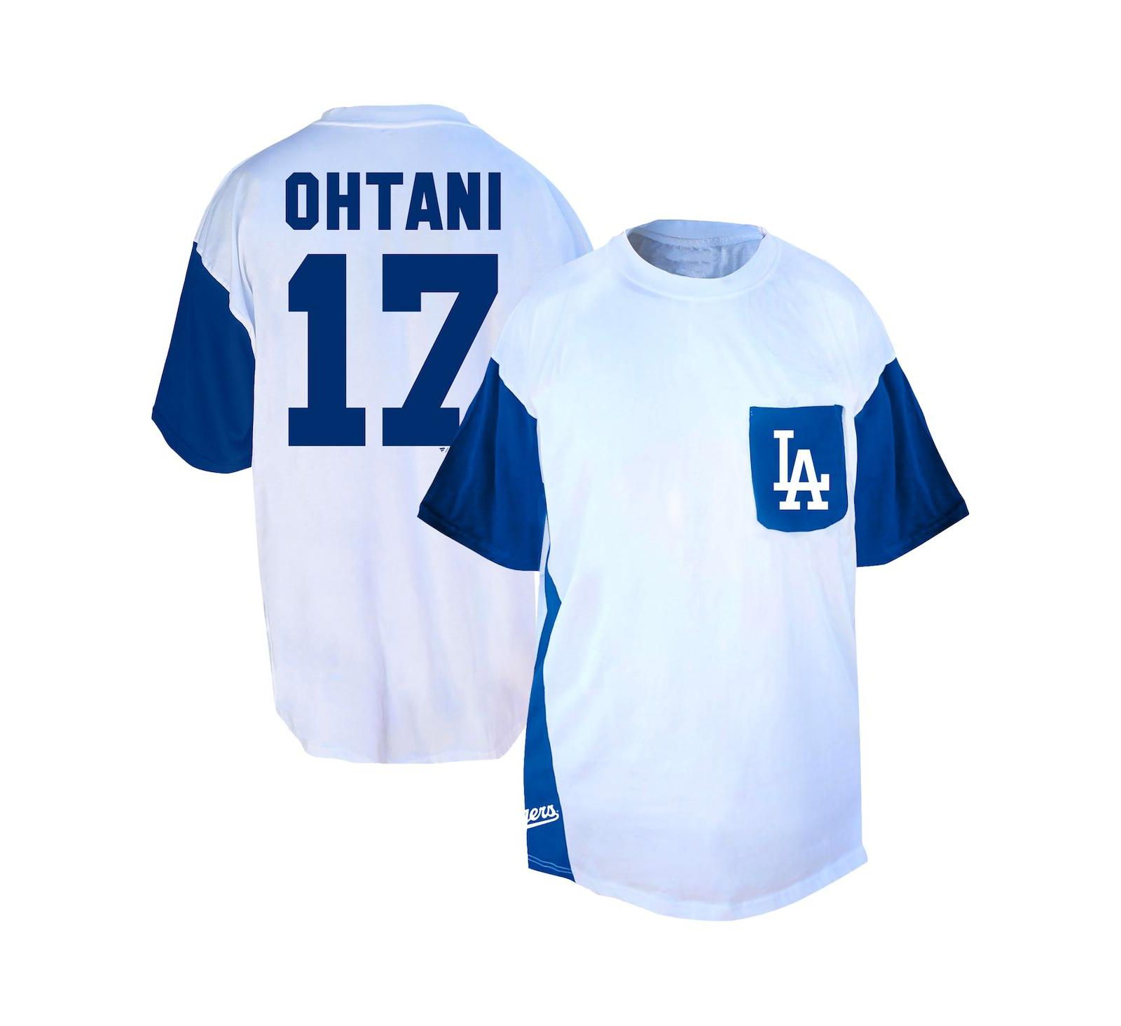 Fanatics Мужская футболка Shohei Ohtani White/Royal Los Angeles Dodgers Big & Tall с именем и номером игрока