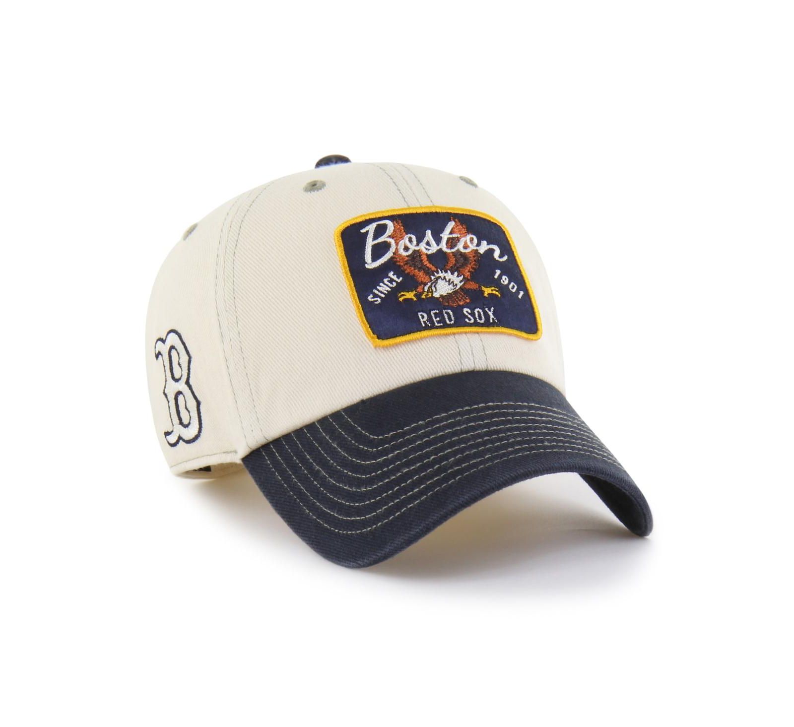 '47 Brand Men's Natural/Navy Boston Red Sox Keepsake Collection Clean Up Adjustable Hat