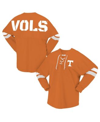 Футболка с длинным рукавом Spirit Jersey Men's and Women's Tennessee Orange Tennessee Volunteers с V-образным вырезом на шнуровке