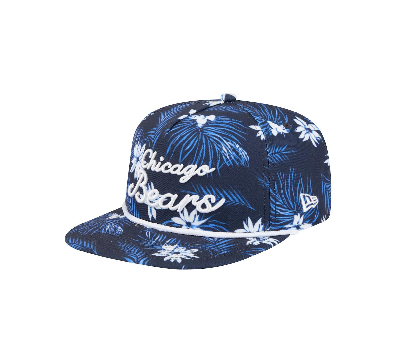 Мужская кепка New Era Chicago Bears с принтом Palm Print, модель A-Frame 9FIFTY Snapback, темно-синяя