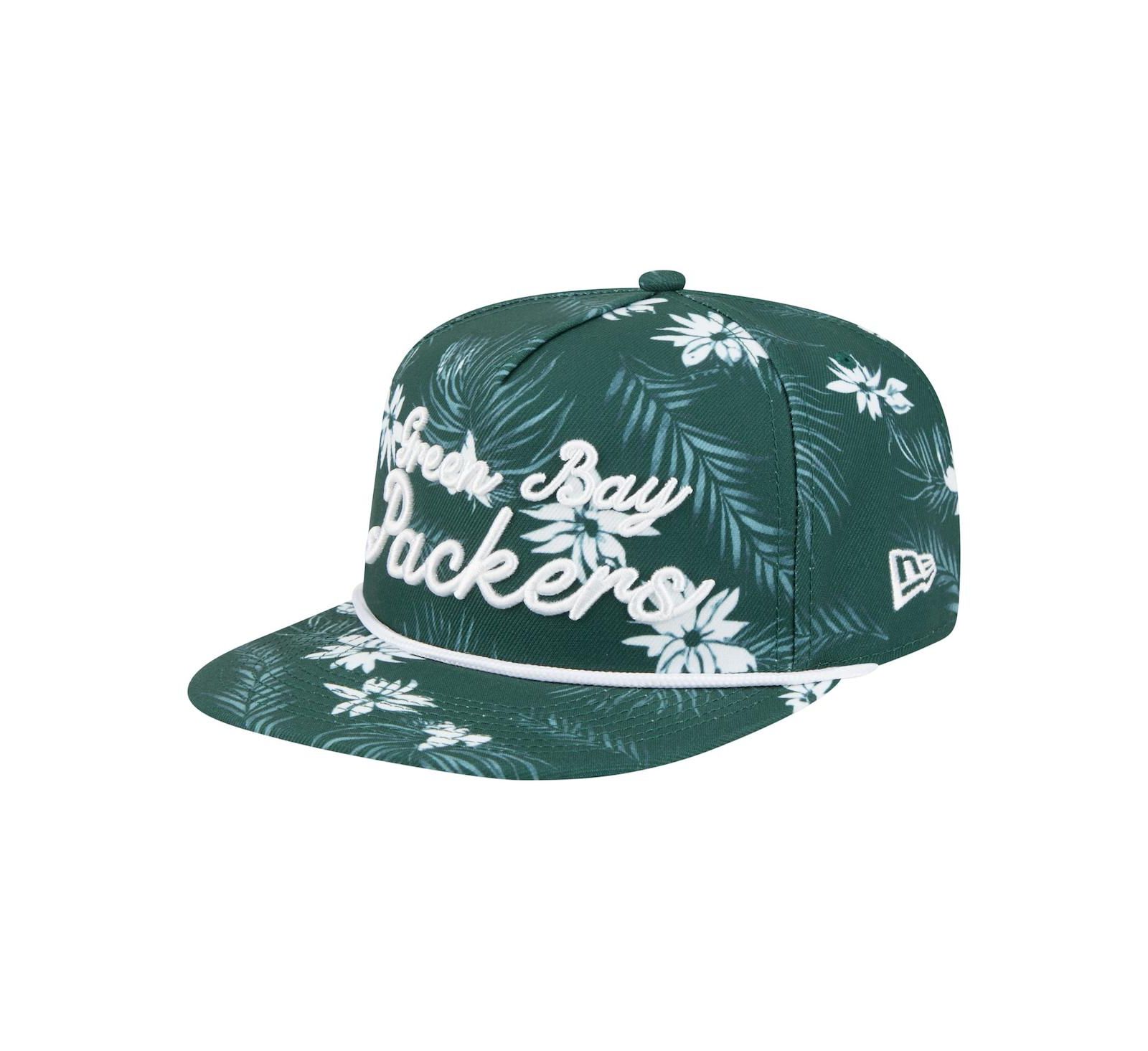 New Era Men's Green Green Bay Packers Palm Print A-Frame 9FIFTY Snapback Hat