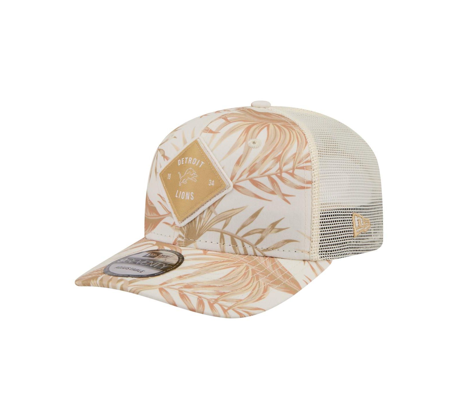 New Era Men's Tan Detroit Lions Tonal Palm COOLERA 9SEVENTY Adjustable Trucker Hat
