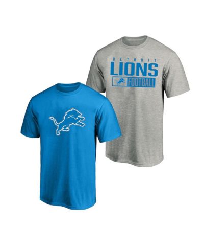 Fanatics Men's 2-Pack Heather Gray/Blue Detroit Lions Big & Tall T-Shirt