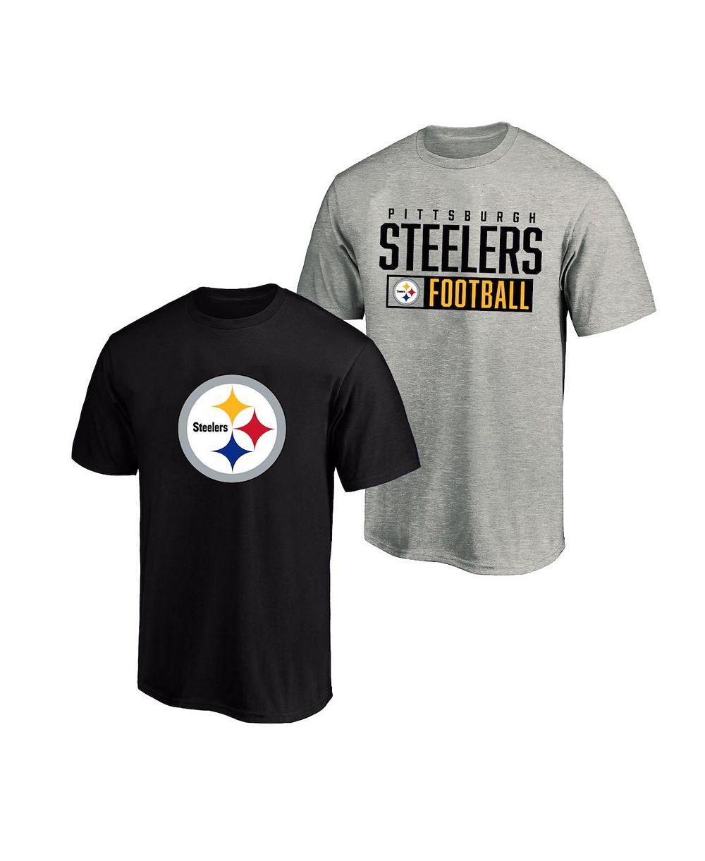 Мужская футболка Fanatics 2-Pack Heather Gray/Black Pittsburgh Steelers Big & Tall