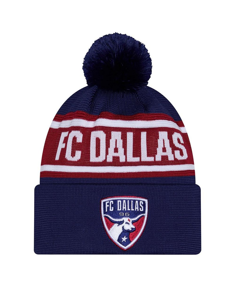 Мужская вязаная шапка New Era Navy FC Dallas 2026 Jersey Hook Cuffed Pom Knit Hat