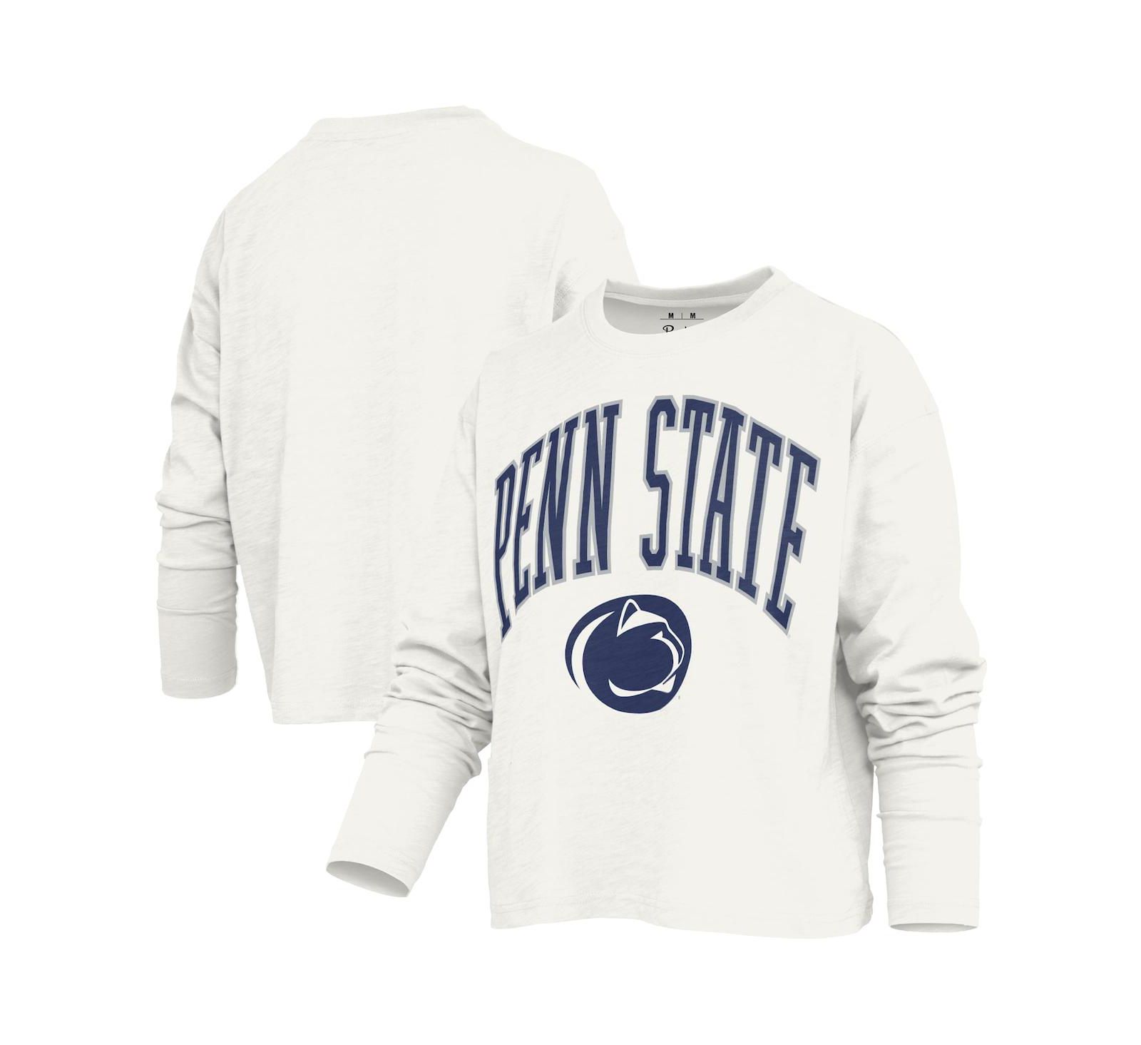 Женская белая футболка Pressbox Penn State Nittany Lions Motley Boxy Waist-Length Long Sleeve