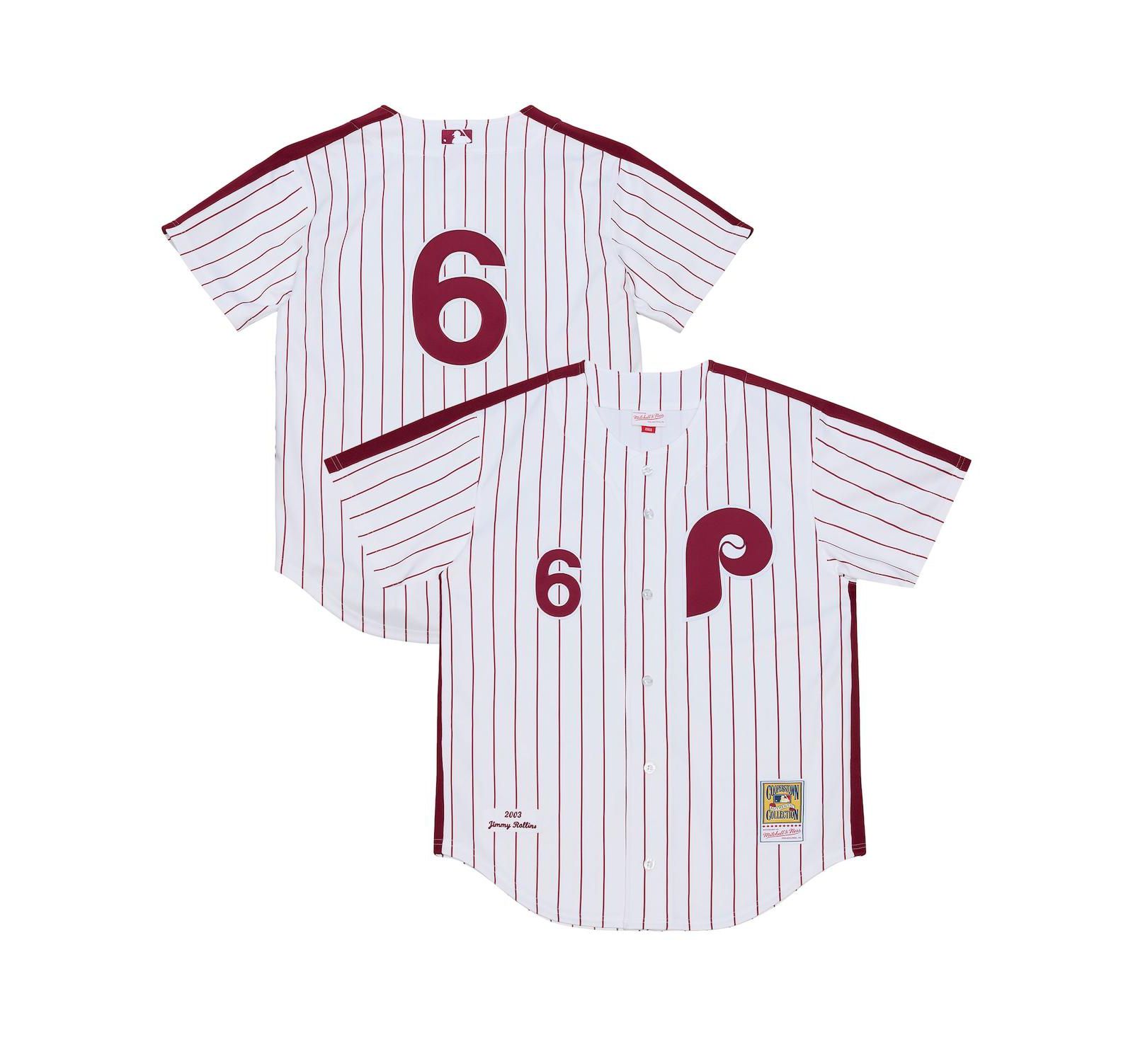 Mitchell & Ness Men's  Jimmy Rollins White Philadelphia Phillies 2003 Cooperstown Collection Authentic Jersey