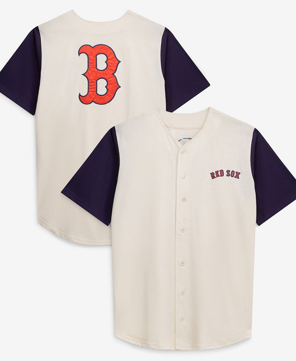Fanatics Men's Cream Boston Red Sox Big & Tall Full-Button Jersey