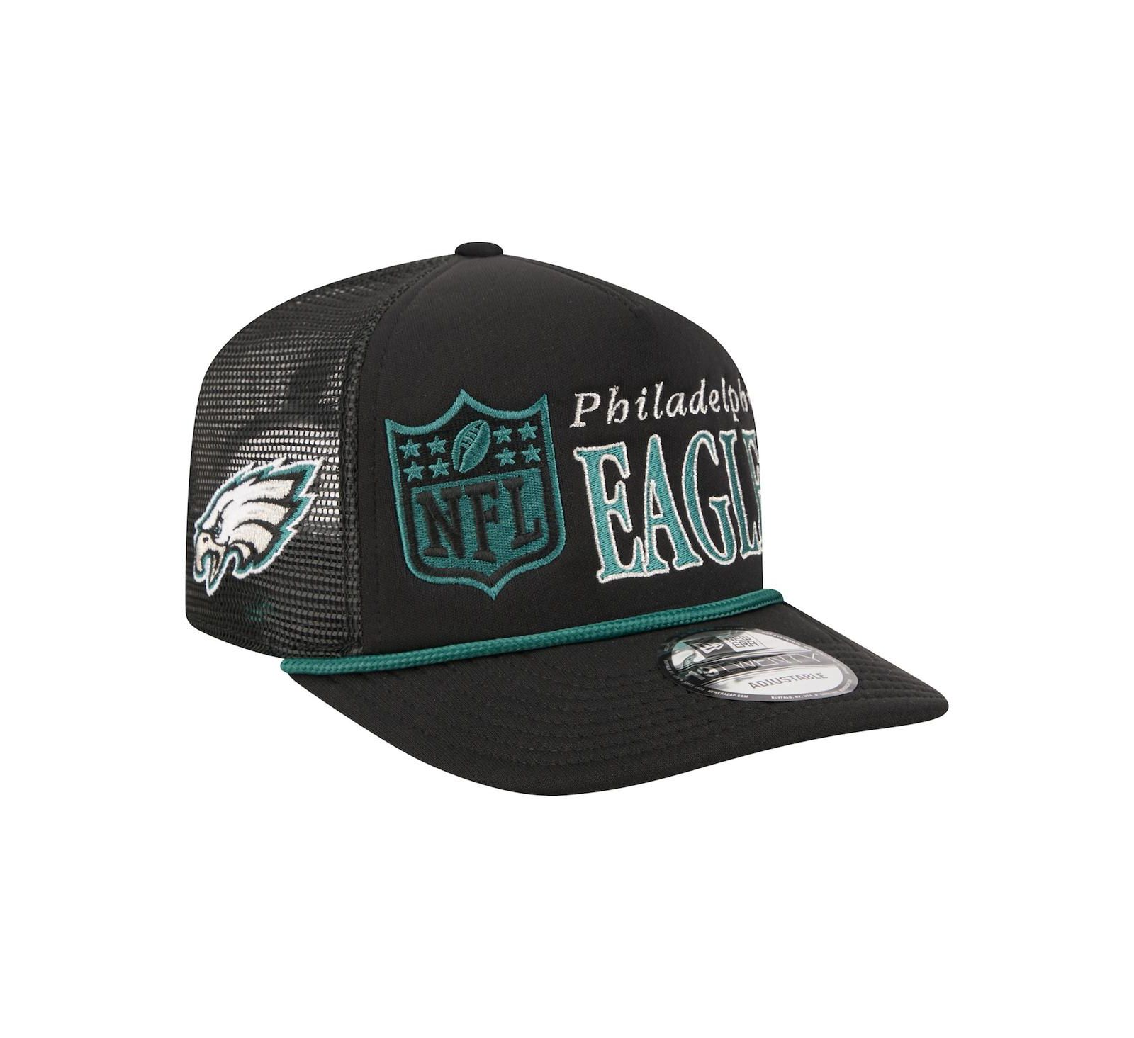 New Era Мужская Black Philadelphia Eagles Throwback Foam 19TWENTY Adjustable Hat