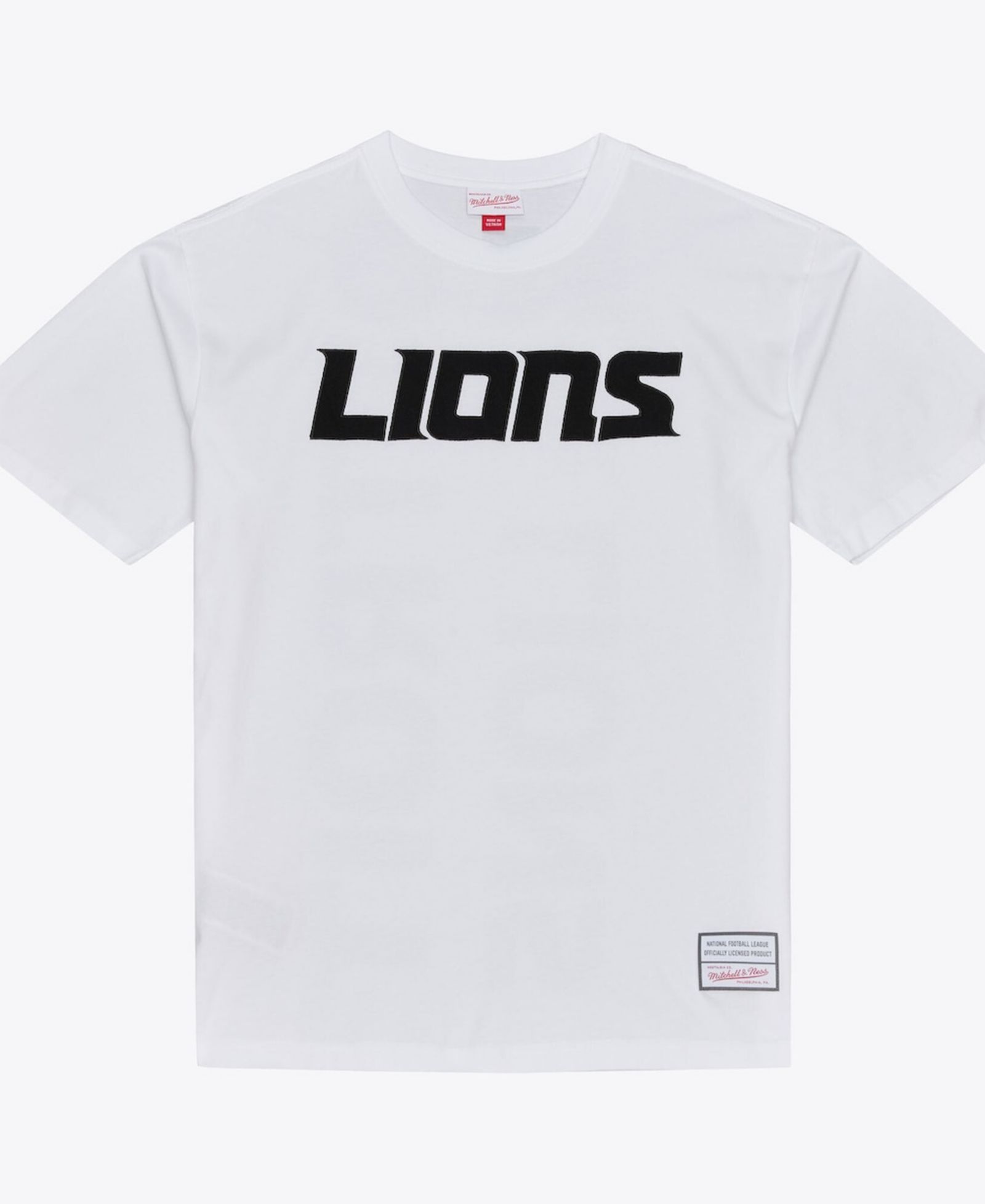 Мужская белая футболка Mitchell & Ness Detroit Lions Monochrome