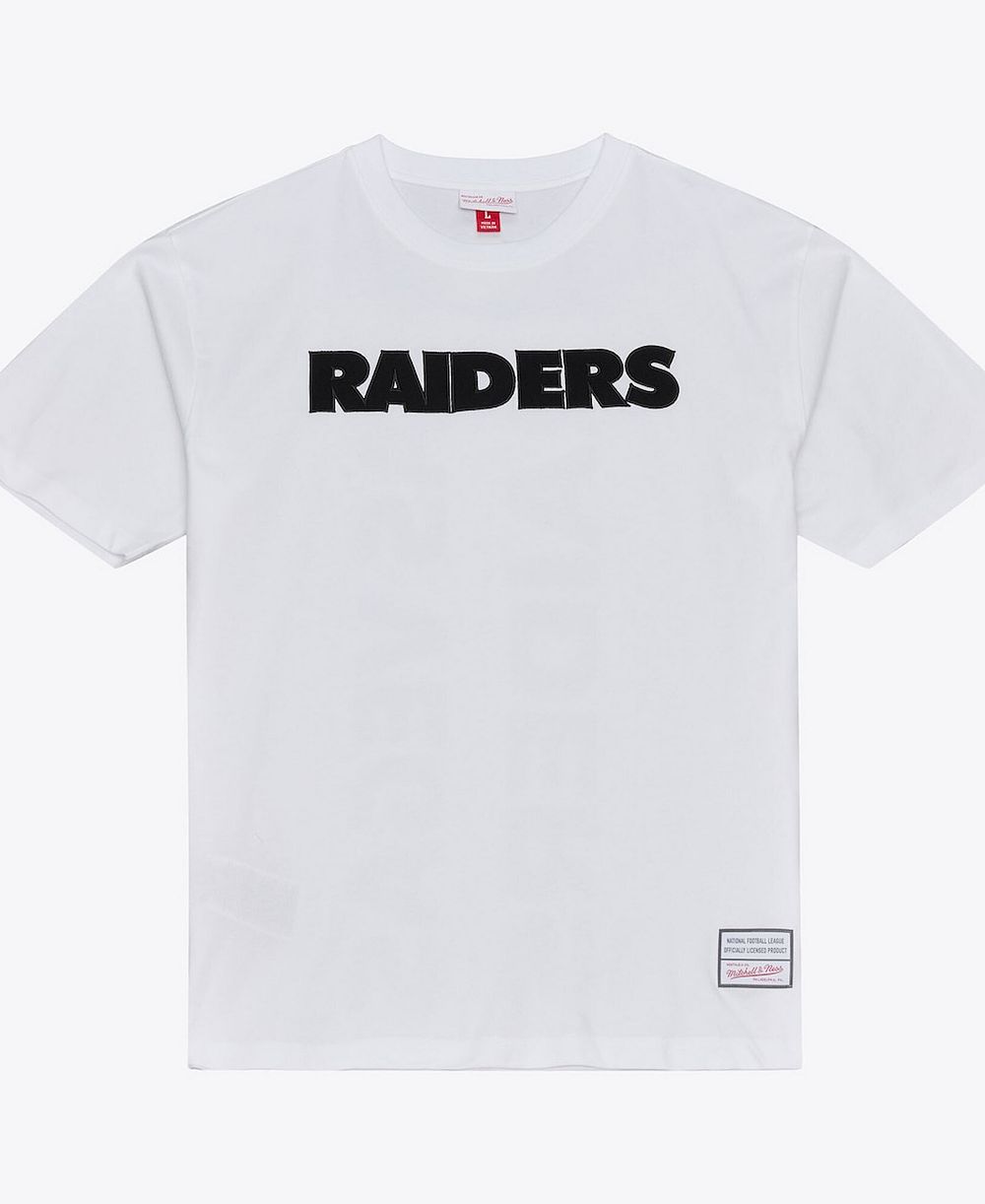Мужская футболка Mitchell & Ness White Las Vegas Raiders Monochrome