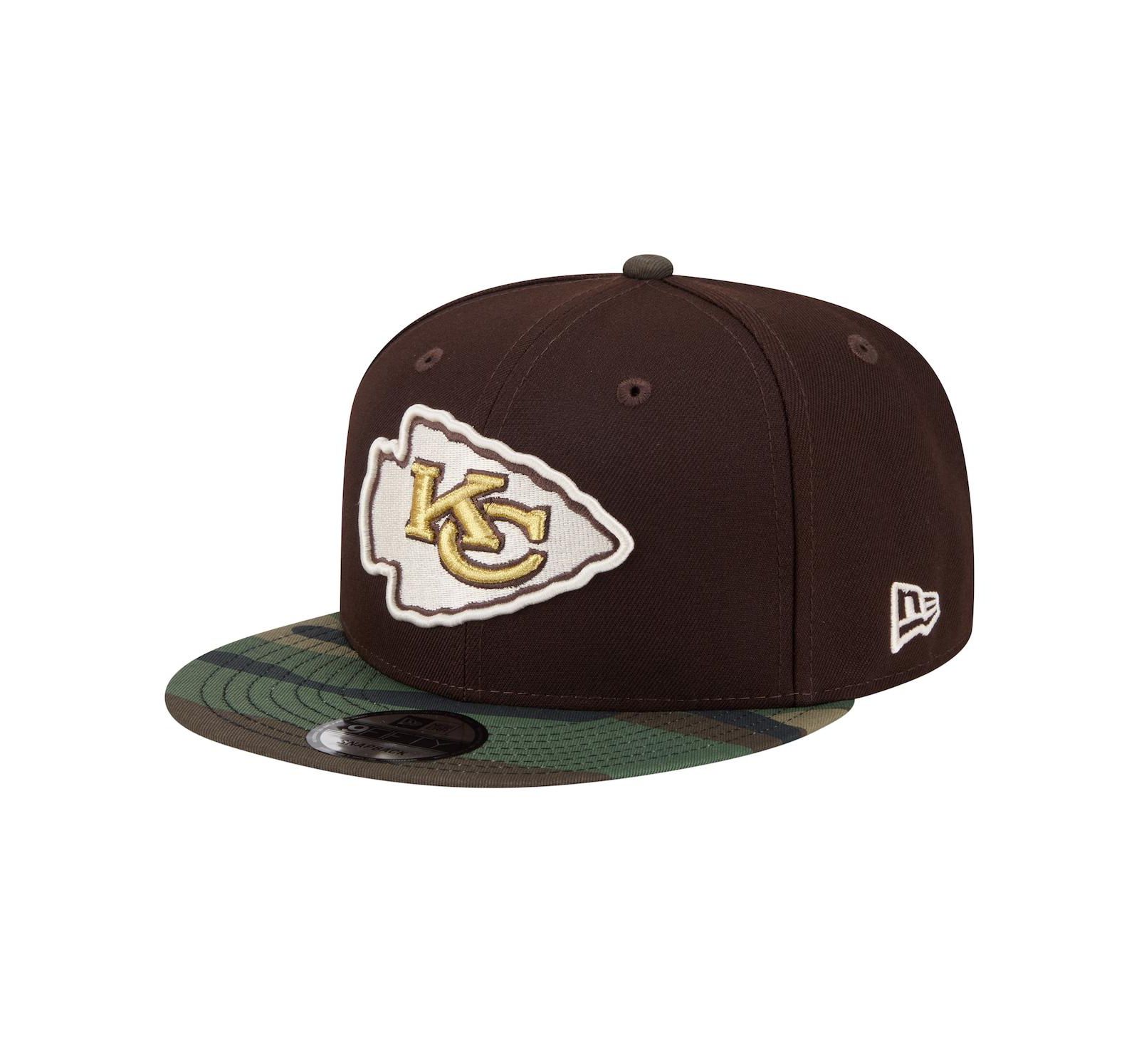 Мужская кепка New Era Dark Brown Kansas City Chiefs Burnt Wood Camo 9FIFTY Snapback