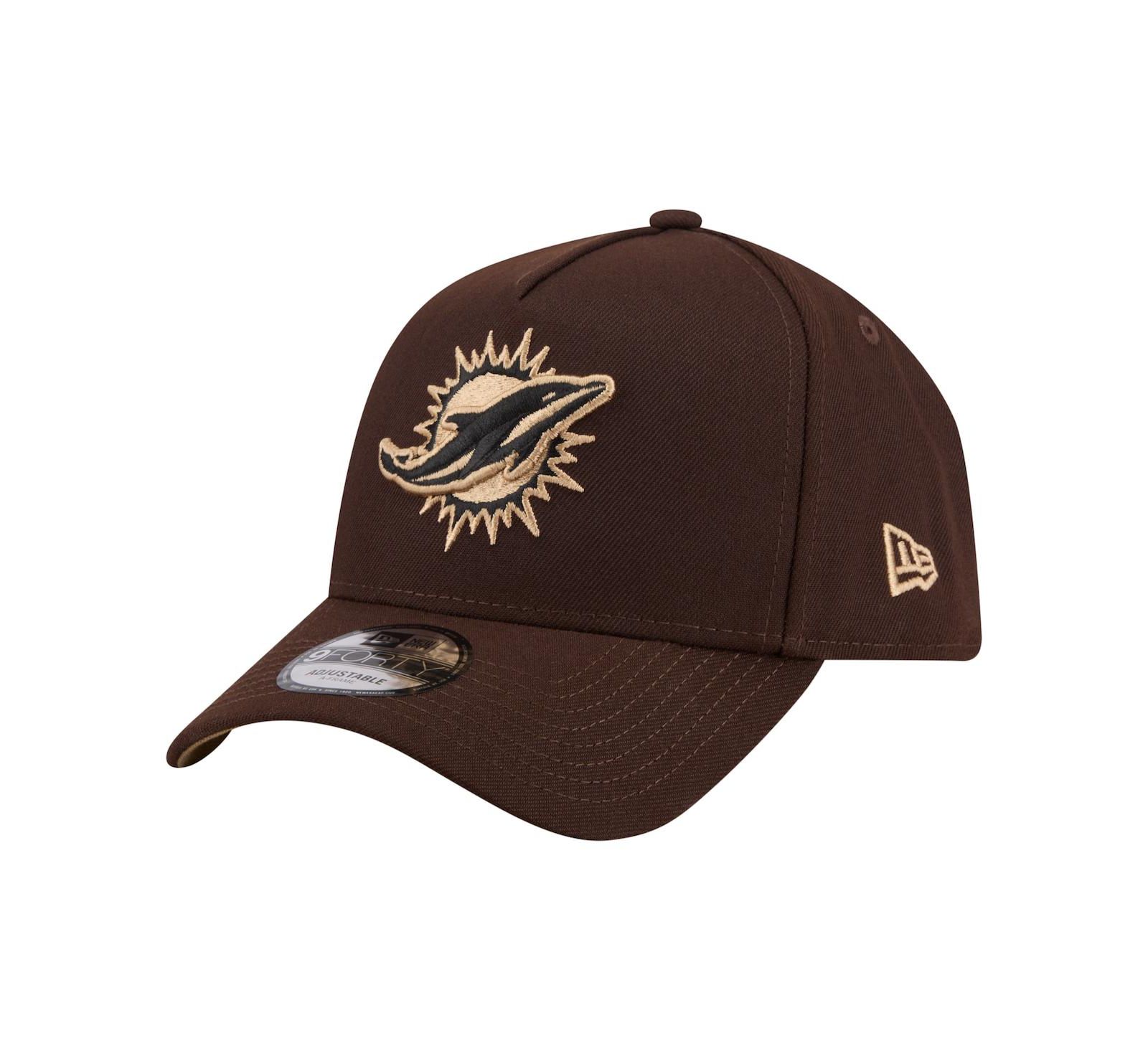 New Era Мужская кепка Miami Dolphins Burnt Wood A-Frame 9FORTY регулируемая, темно-коричневая