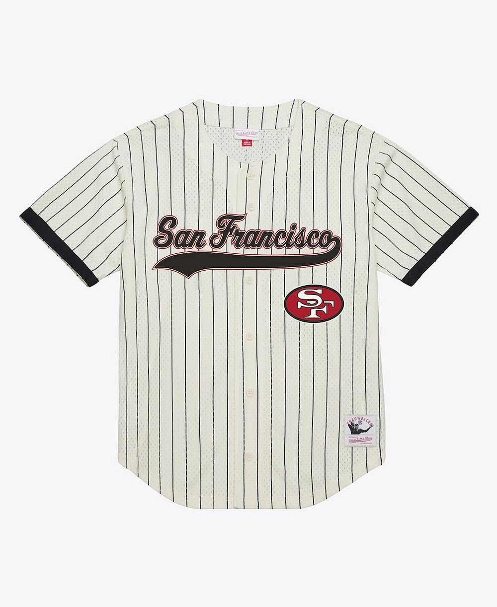 Мужская джерси Mitchell & Ness Joe Montana Cream San Francisco 49ers Mesh Fashion
