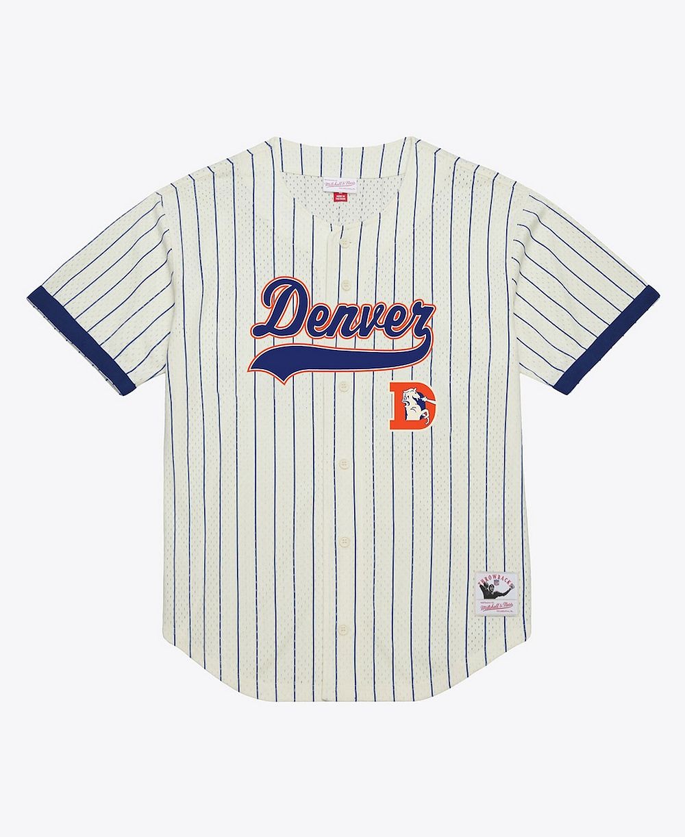 Mitchell & Ness Men's John Elway Cream Denver Broncos Name & Number Mesh Fashion Jersey