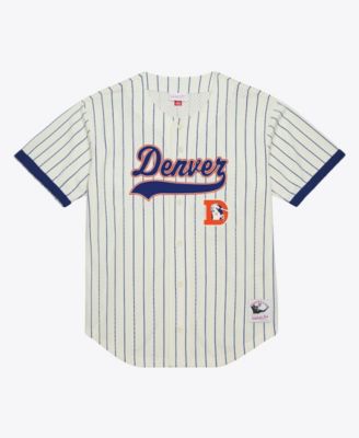 Mitchell & Ness Men's John Elway Cream Denver Broncos Name & Number Mesh Fashion Jersey